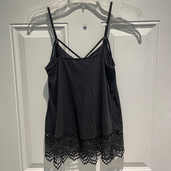 Express Black Knit Crochet Lace Spaghetti Strap Top Size XS, Strappy Solid - Picture 7 of 9